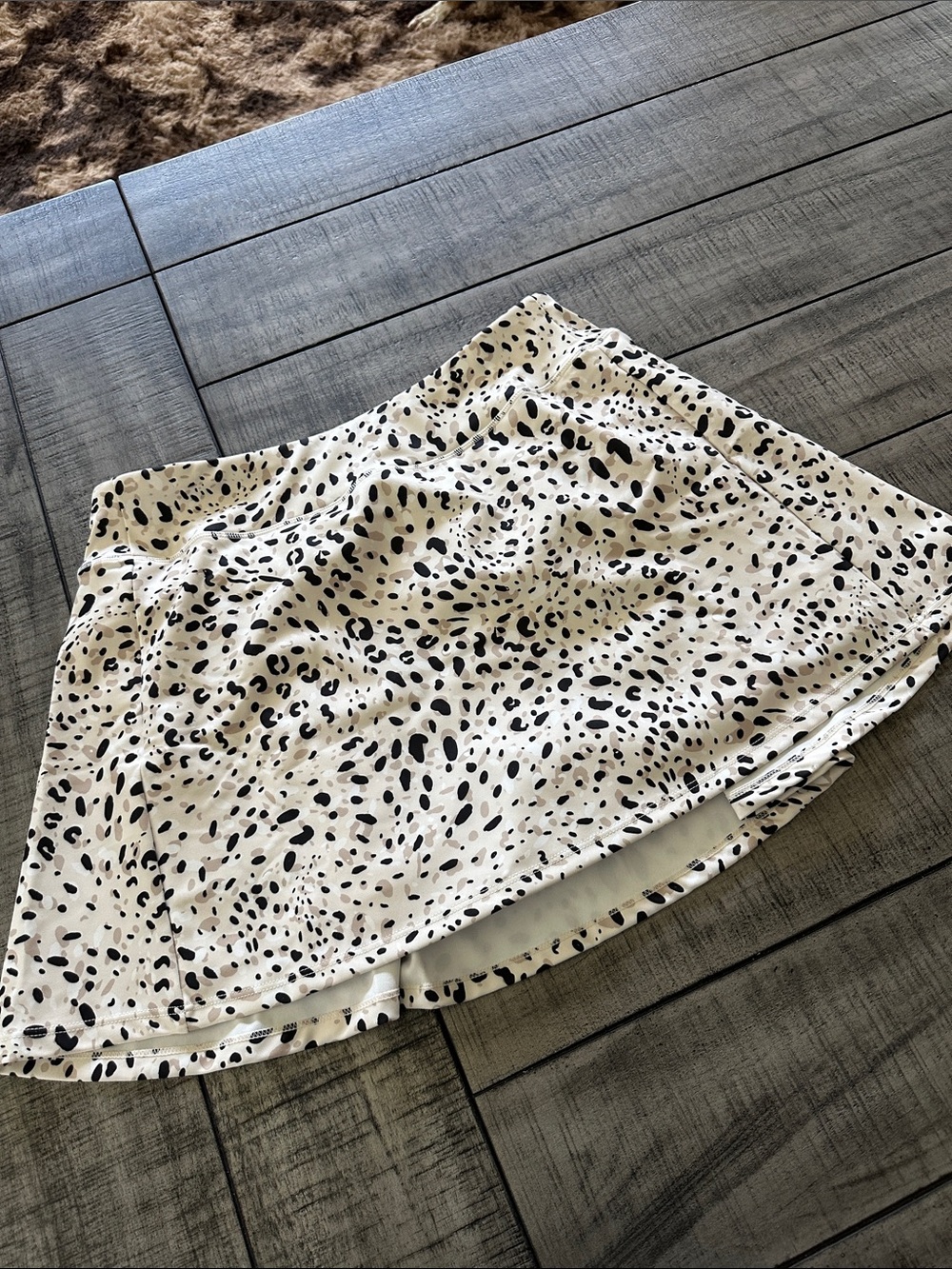 Cream and Black Printed Circle Skirt